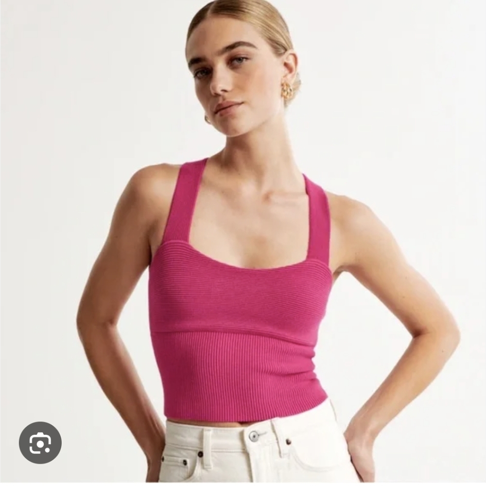 Abercrombie Ottoman Knit Crossback Tank Fuschia Pink